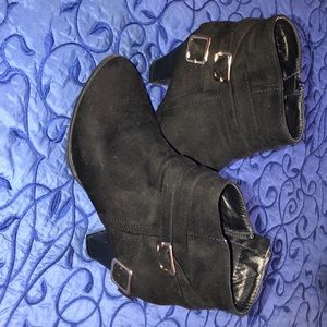 Black suede booties